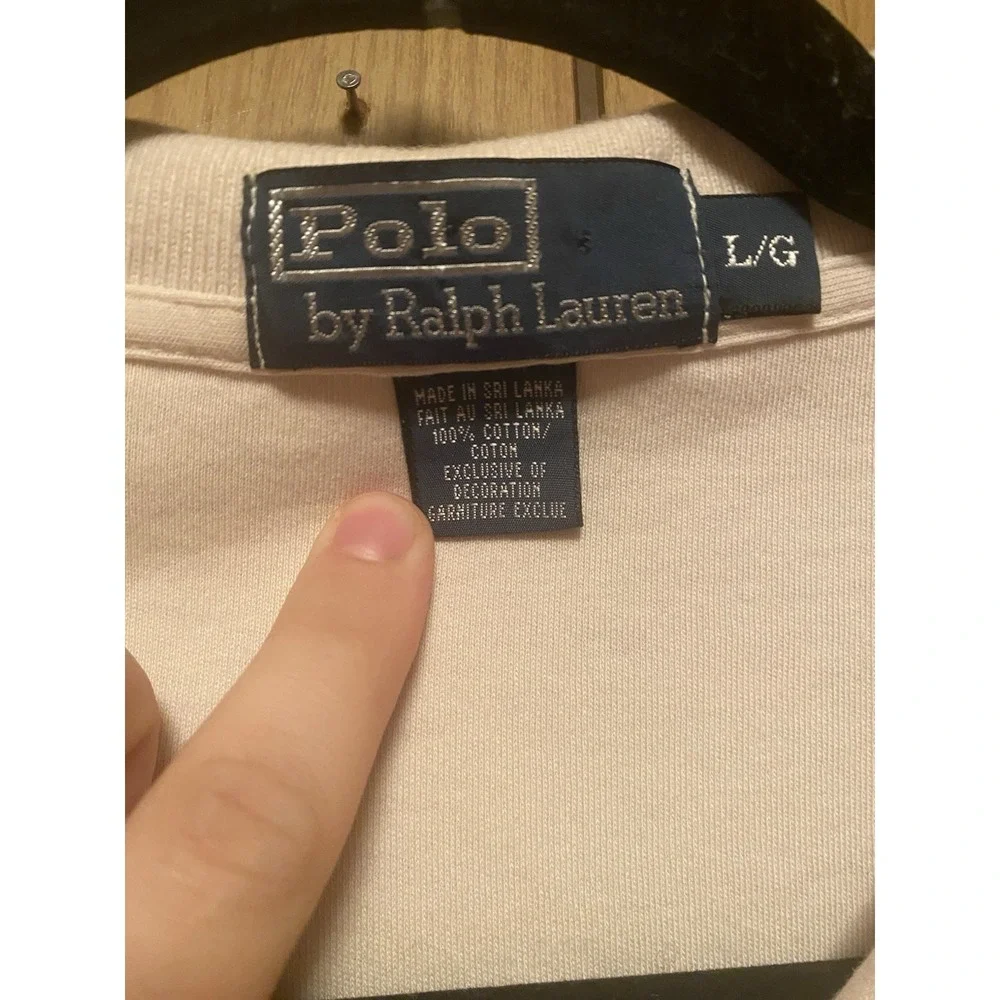 Polo Ralph Lauren Cream Cotton Polo Shirt Men's Large Pony Logo Short Sleeve